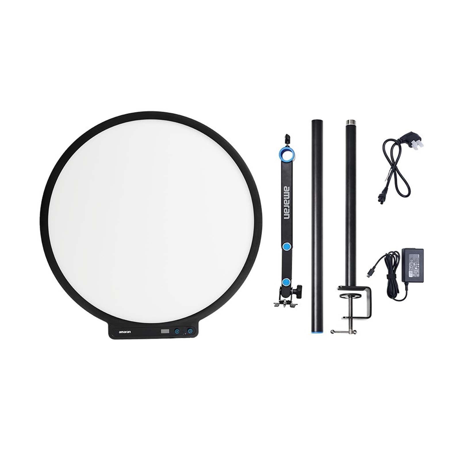 Amaran Verge Max Kit Éclairage Principal de 56 cm avec Support et Bras Réglable pour Streaming 60 W Bicolore 2700-6500K 7 Effets d'éclairage Anneau Lumineux de Bureau pour Enregistrement Vidéo,Jeux