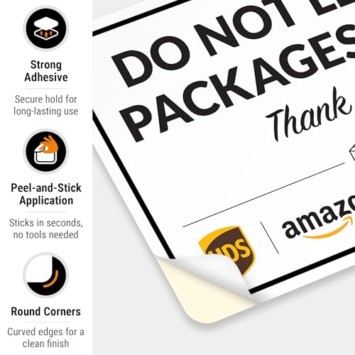 Image of Package Delivery Sign, Delivery Instructions Do Not Leave Package Here Sign, 10x7 Inches, 4 Mil Vinyl Decal Stickers Weather Resistant, Made in USA
