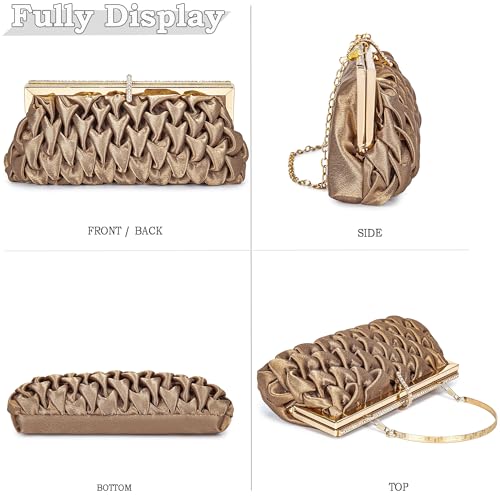 Image of Classic Satin Clutch Bag Diamante Embellished Formal Evening Handbag for Wedding Prom Party Purses