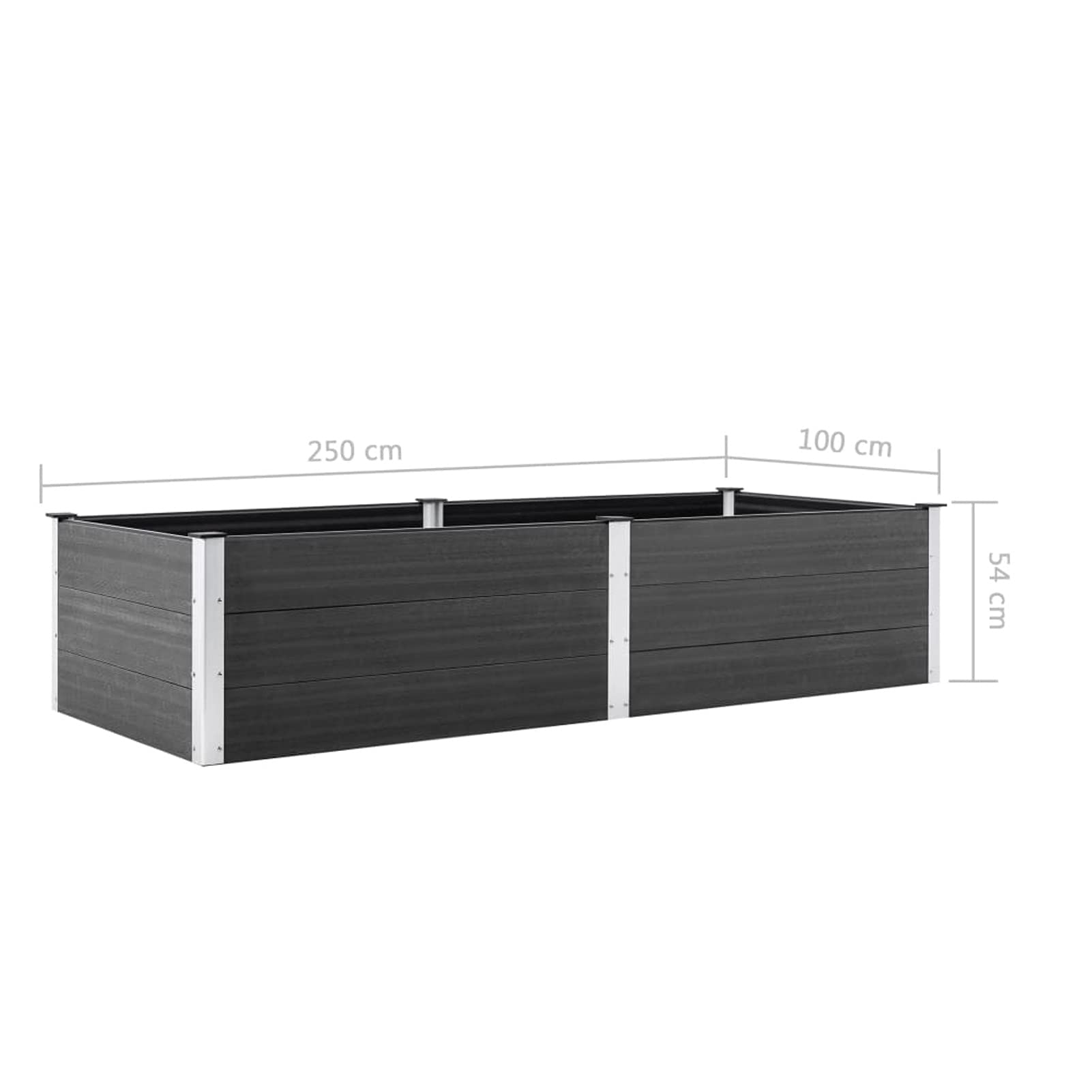 Chusui Arriate, Mesa De Cultivo, Huerto Domestico, Cultivo De Plantas Aromaticas, Arriate De Jardín, de WPC Gris 250x100x54 cm
