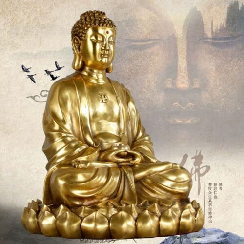 Figura grande de bronce de latón Sakyamuni Gautama Amitabha Buda Figura de 10 pulgadas