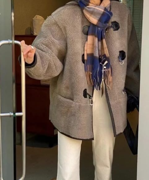 yoeasy Women's Collarless Button Down Sherpa Fleece Jacket Loose Long Sleeve Outwear Coat With Pockets4