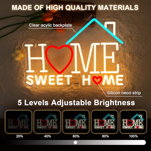 Image of Sweet Home Neon Sign Warm White LED Signs for Living Room Bedroom House New Apartment Wall Decor Welcome Neon Light Up Coffee Office Cozy Home Decor Art Gifts for Newlywed Couples Apartment Renters