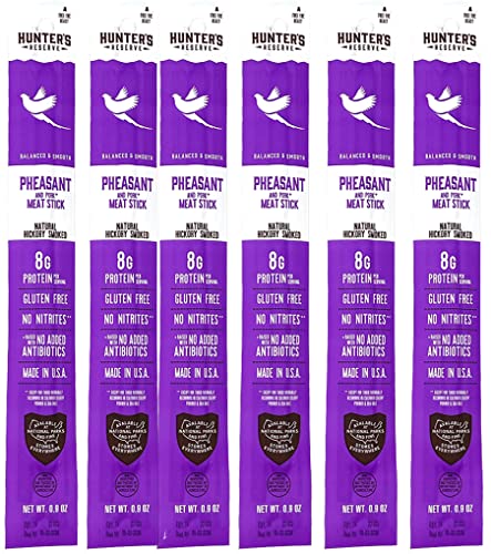6 Count - Hunter's Reserve - PKM - Exotic Meat Trail Sticks - 6 Count - Adventure You Can Taste - Wild Game Exotic Jerky Meat Sticks (Pheasant)