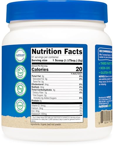 Foto de Nutricost Polvo de raíz de remolacha orgánica de 1 libra, superalimento, certificado USDA orgánico (imagen 6)