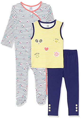 Image of miniklub Baby Flutter Sleeve Round Neck Knit Cotton Top And Bottom, (Multi)