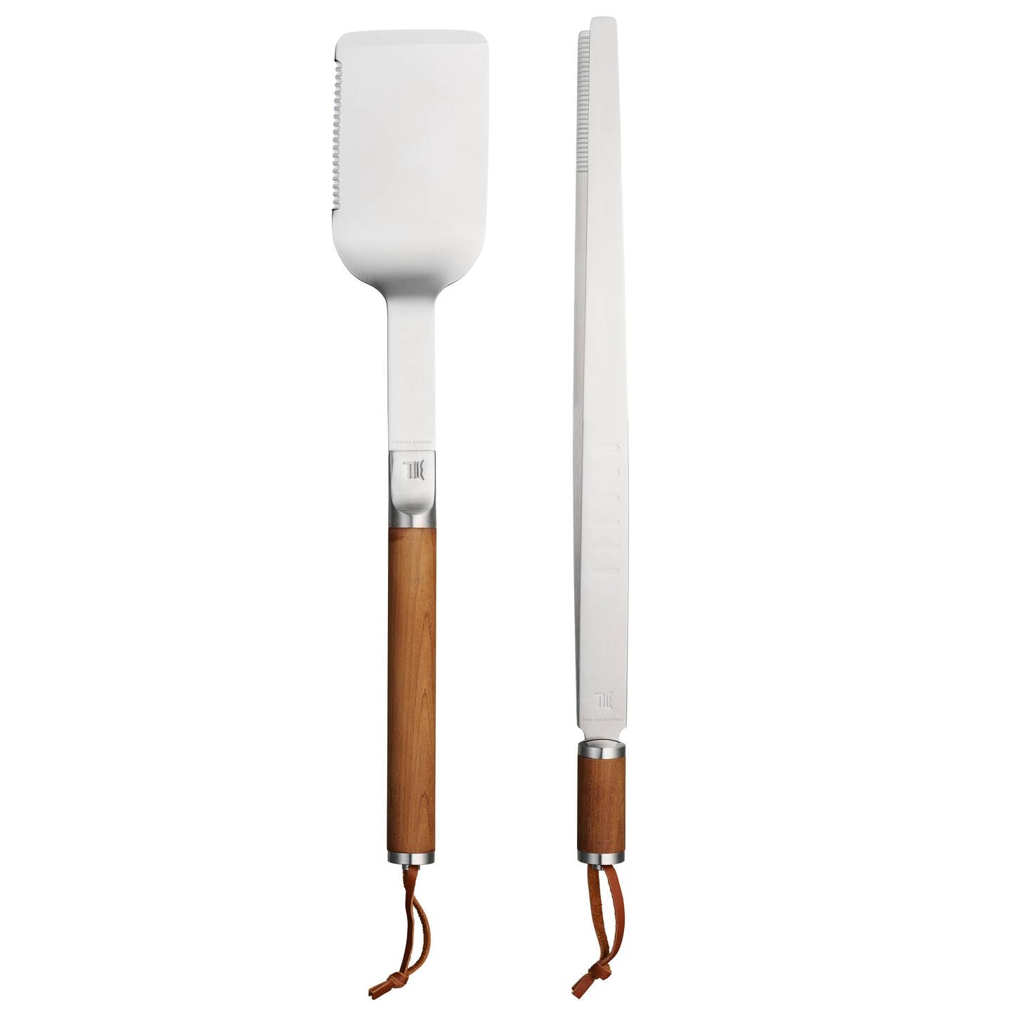Fiskars Norden Grill Chef Grillbesteck, 2-teiliges Set, Spatel und Zange | Ideal für die Verwendung im Freien, Edelstahl/Birkenholz, 1066552