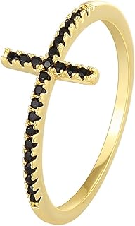 Set Wedding Ring, Vintage Ring 9K/14K/18K Yellow Gold Crucifix with Agate