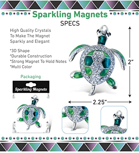 Imán decorativo tortuga marina verde y plata miniatura 3