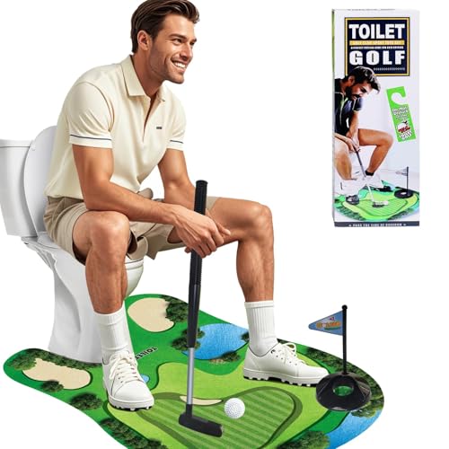 Toilet Golf Game - Mini Golf in The Restroom - Great for Toilet Time - Funny Dad White Elephant Gifts for Men to Laugh Golf Gifts for Adult Husband Boyfriend
