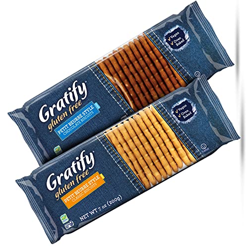Osem Gratify Petit Beurre Biscuits 2 Pack Variety - One Chocolate 7oz, One Classic 7oz. Gluten Free, Oven Baked Deliciousness, Vegan, Health Snack with Great Flavor