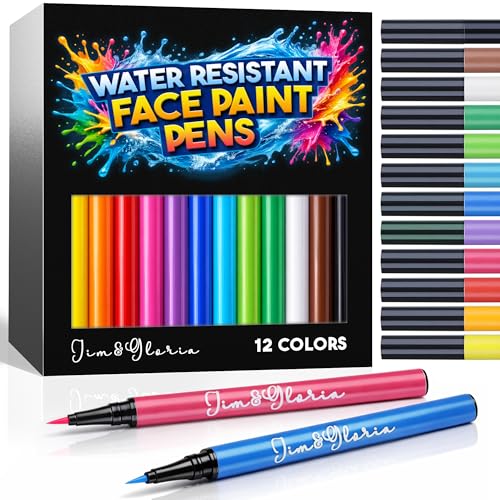 Jim&Gloria Water Resistant Face Paint Tattoo Pen, Temporary Tattoo Markers for Skin, Body Painting Kit, Teen Girl Gifts Trendy Stuff, Makeup Toys Crafts, Christmas Gifts for Teenage Girls, Adults