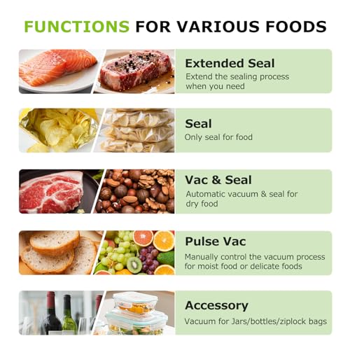Image of Bonsenkitchen Vacuum Sealer for Food, Easy-Lock Handle Vacuum Sealer Machine with Bag Clip, Built-in Cutter and Bag Storage for Sous Vide and Meal Prep, 1 Roll Bag & 10 Pre-Cut Bags, Silver