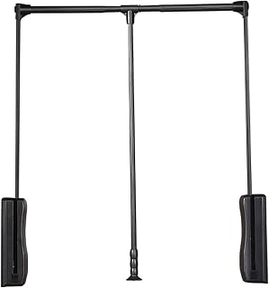 TJikeo Barra de Armario Extraíble, Capacidad de Carga de 15 Libras, Acero Inoxidable Ajustable, Organizador de riel de Elevación de Armario de Cierre Suave para Colgar Ropa,Negro,930x1250mm