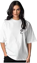 Camiseta Feminina Oversized – Arte Exclusiva Rosa Preta – Algodão Premium e Conforto Diário