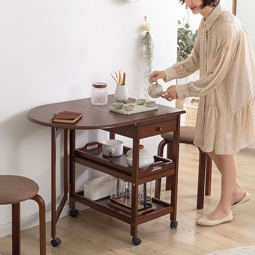 Solid-Rubber-Wood-Extendable-Drop-Leaf-Dining-Table-with-Drawers-and-6-Wheels-Space-Saving-Farmhouse-Table-for-Living-Room-and-Kitchen Solid Rubber Wood Extendable Drop Leaf Dining Table with Drawers and 6 Wheels Space Saving Farmhouse Table for Living Room and Kitchen