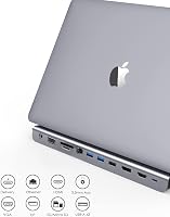 LENTION USB C Hub 4K HDMI, DisplayPort, VGA, 100W PD, Ethernet, Kártyaolvasó - MacBook Pro, Air, iPad Pro, Surface Laptopokhoz (Szürke) 2