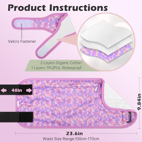Image of Plus Size Castor Oil Pack 2 Pcs Castor Oil Wrap Organic Cotton Reusable Kit Organic Cold Pressed Unrefined Castor Oil Compress Packs for Liver Detox, Chrysanthemum