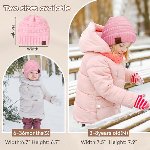 Zando Toddler Satin Lined Winter Hat Knitted Baby Beanie Silk Lined Infant Toddler Beanie Cap Winter Warm Hats for Boys Girls4