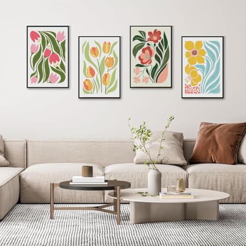 Image of Eiazuiks 4 Packs Stamping Cross Stitch Kit, Flowers Counting Cross Stitch Kit for Adult Beginners, Full Line DIY Stitching Kit for Home Decor Cross Stitch Patterns 12x16 inches