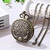 JewelryWe Vintage Castle Pocket Watch: Men Women Quartz Antique Bronze Hollow The Marauder's Map Carved Fob Hunter Case Watch with 30 in Chain #1