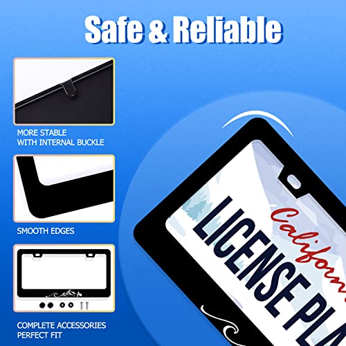 Waves License Plate Frame Ocean Wave Mountains License Plate Stainless Steel Rust-Proof Auto Parts Funny License Plate Cover Decorative With Screws Size 12.3" X 6.3" For Women Men Youth Gifts #TOP1