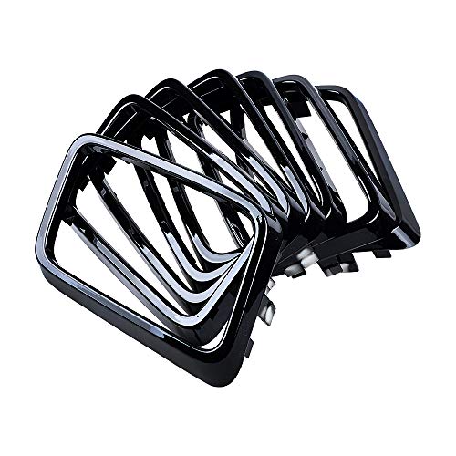 Image of Gloss Black Grill Rings Rims Cover Grille Inserts Compatible with 2017 2018 2019 2020 Jeep Grand Cherokee Accessories Body Kits 7pcs
