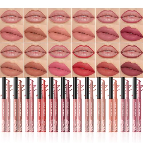 Image of 12 Colors Matte Lip Liner Pencil - Long Lasting Waterproof Lip Liner, Smudge Proof Transfer Proof Lip Pencil, High Pigment Lip Makeup for Defining & Filling Lips (13#, 12PCS)