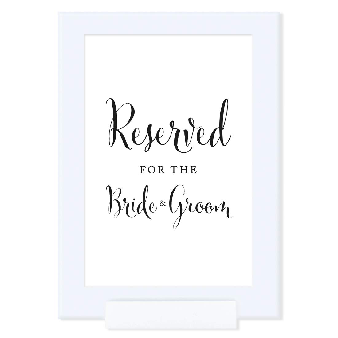 Andaz Press Framed Wedding Party Signs, Black and White Modern Print, 4x6-inch, Reserved for the Bri