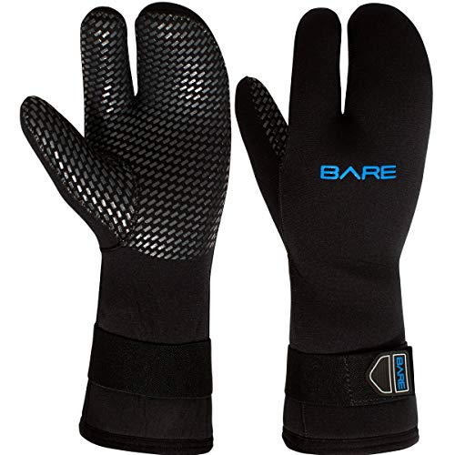 Bare 7MM 3-Finger Mitt | Designed for Scuba Diving in Colder Waters | 3 Finger Design Provides Extra Warmth by Keeping Fingers Closer Together | Velcro Strap ensures minimizes Water exhange | M