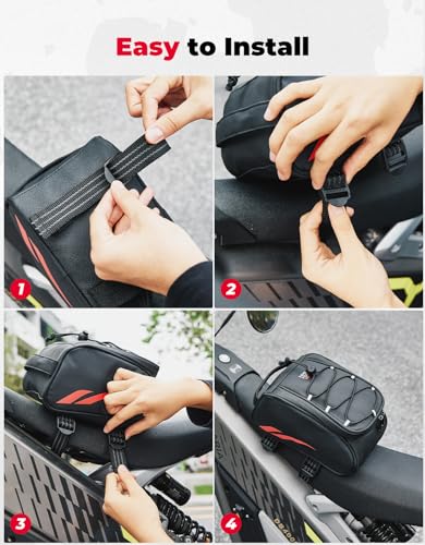 Image of KEMIMOTO Dirt Bike Frame Bag, Waterproof Front Battery Bag Fits for Sur-Ron | Storage Pouch for Light Bee X, S X160, X260 Soleil 01 E-Ride Pro SS /S ridstar q20 Talaria E-Bike,Dual Sport 2.5L Red