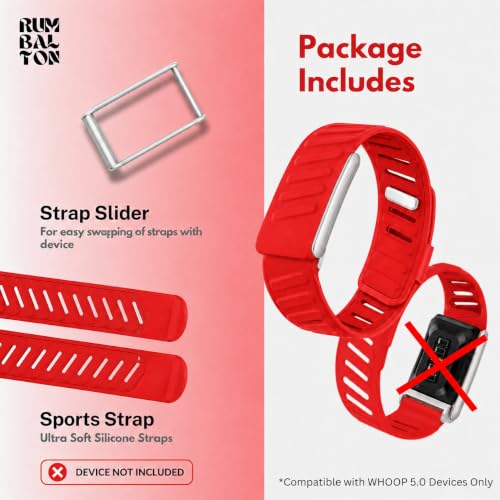 Image of Premium Sports Strap for Whoop 5.0 - One & Peak 2025 Released Band Replacement Strap Accessory | Soft Felt | Silicone Band for Fitness (Device Not Included) (Bolt Red)