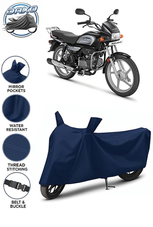 Image of Waterproof Bike Cover for Hero Splendor Plus | All Weather Protection from Rain, Dust, UV Rays & Scratches with Mirror Pockets & Buckle Belt | Splendor Plus Bike Cover