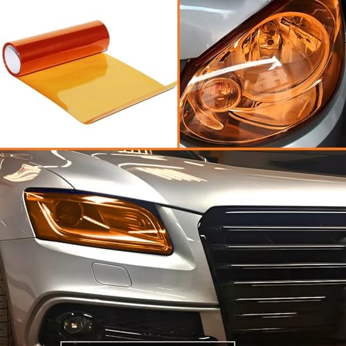 Scheinwerfer Folie Orange,Scheinwerferfolie,30 X 120cm PVC Folie Hitzebeständig,Orange Schutzfolie,Selbstklebend Scheinwerfer Tönungsfolie,Tönungsfolie Für Auto-Rückleuchten Für Lampen