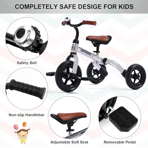 Image of XPIY Tricycle for Toddlers 2-5 Years, 3 in 1 Folding Bike with Pedal & Seat