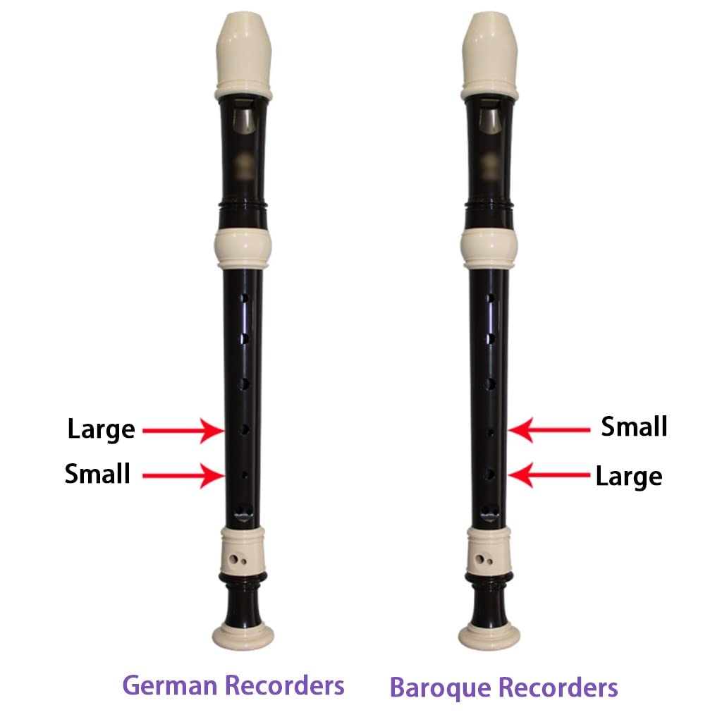 flöte Professionelle Barockblockflöten In C, Blockflöte Deutsche Griffweise 8-Loch-Anfänger Deutsche Blockflöten, 3-stufiges Flöteninstrument, Mit Aufbewahrungstasche(Schwarz,Baroque)
