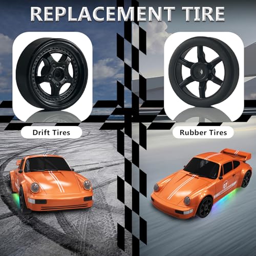 Image of Remote Control Car RC Drift Car 2.4GHz 1:24 4WD 15KM /H High Speed Racing Sport Car with LED Lights Drifting Tire Racing Sport Toy for Adults Boys Girls Kids Gift