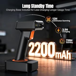 Tera 1D 2D QR Barcode Scanner con Stazione di Ricarica e Display Bluetooth e wireless 2.4Ghz Prefisso e suffisso dell'ora schermo, HW0006
