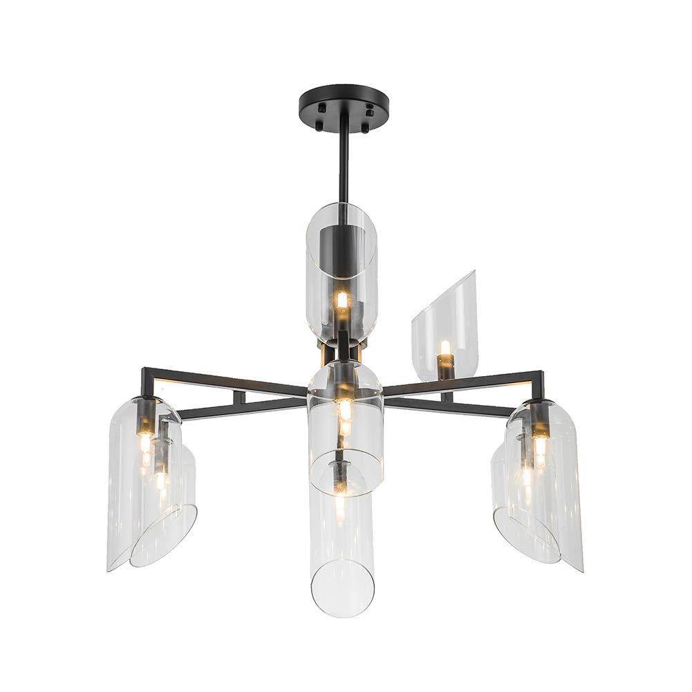 European Metal Hanging Light,Modern Living Room Bedroom Glass Chandelier,For Any Room Lampshade Pendant lights. Black 9 Lights