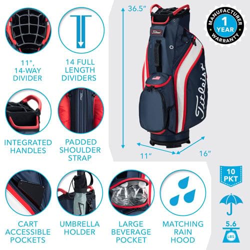 Titleist Cart 14 Lightweight - Black | Titleist Cart 14 Golf black Bag review Image 6