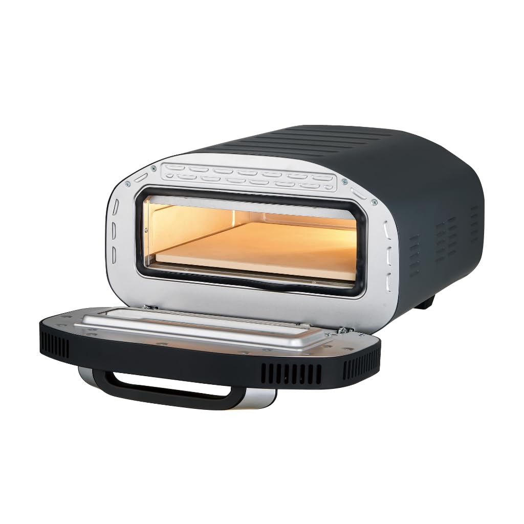 Forno Pizza Elettrico BLUNORD 1700W 430°C – Pietra Refrattaria e Pala Incluse – 7 Programmi Touch – Triplo Vetro – Forno Professionale per Pizza Napoletana e Pane – Design Italiano