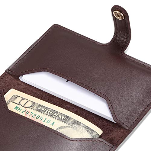 Image of HISCOW Minimalist Thin Bifold Card Holder - Italian Calfskin (Dieter Diez, Coffee)