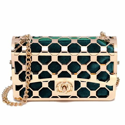 Image of CARIEDO Women Evening Bag Elegant Clutch Purse Exquisite Velvet Metal Hollow out Handbags Prom Wedding Party