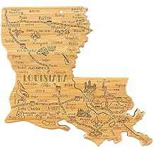 Totally Bamboo Destination Louisiana Shaped Cutting Board Bamboo Charcuterie and Serving Board with Hang Tie for Wall Display