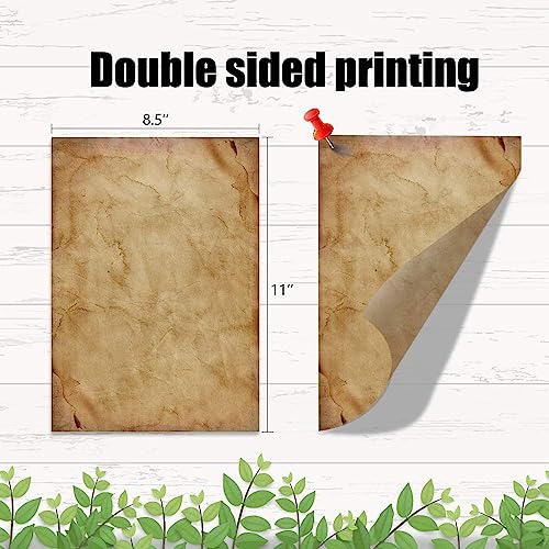 Stationary Paper 48 Pack Parchment Antique Colored Printed Paper, Stationery Vintage Letter Writting Paper For Craft, Invitations, Map, 8.5 X 11 Inch #TOP1