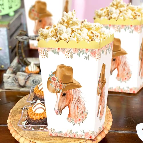 JeVenis Cajas de palomitas de maíz de cumpleaños con diseño de caballo floral de tamaño pequeño