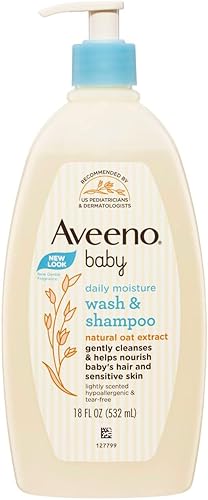 Miniatura 1 de Aveeno Baby Daily Moisture Gentle Bath Wash  Shampoo with Natural Oat Extract Hypoallergenic Tear-Free  Paraben-Free Formula for Sensitive Hair
