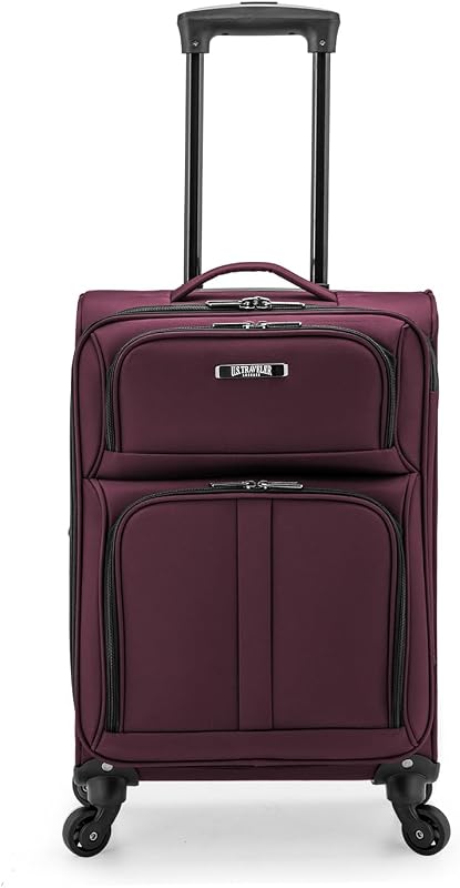 U.S. Traveler Anzio Softside Expandable Spinner Luggage, Burgundy, Carry-on 22-Inch