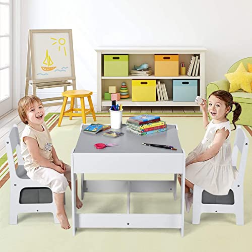 Fireflowerykidstableandchairset3in1woodenactivitytablewstoragedrawerdetachableblackboard3piecesquarechildrenartdesktoddlertableandchairsforreadinggrey  Urban Country Home Decor Fireflowery kids table and chair set 3 in 1 wooden activity table wstorage drawer detachable blackboard 3 piece square children art desk toddler table and chairs for reading grey  urban country home decor