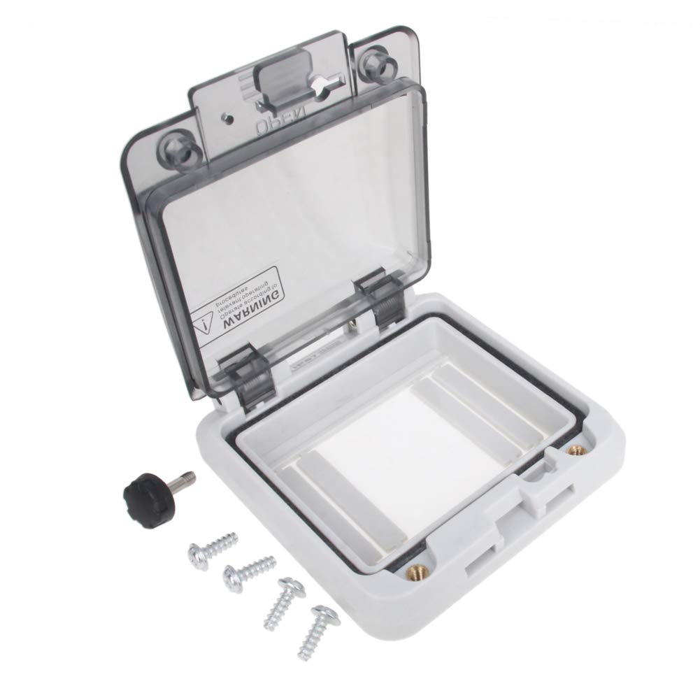 Fielect Circuit Breaker Box 4 Way Power Distribution Box Waterproof ABS Plastic Distribution Protection Box for Circuit Breaker Transparent Lid Gray, 100 x 85 x 30 mm / 3.93" x 3.34" x 1.18"